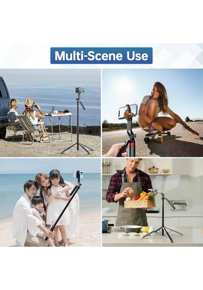 Bluetooth Uzaktan Kumandalı 2.2m Uzatılabilir Tripod Selfie Çubuğu 360 Derece Dönebilen Başlık 1 Adet