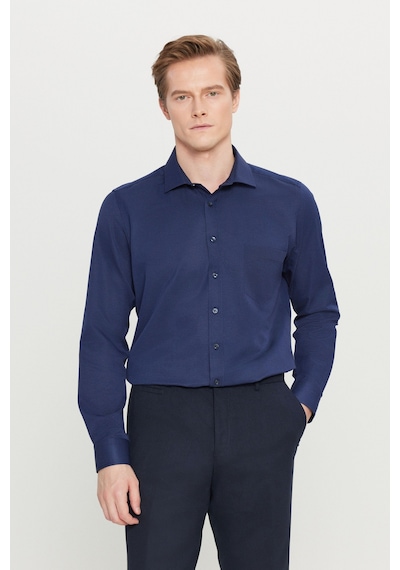 AC&Co / Altınyıldız Classics Erkek Lacı Pamuklu Tailored Slim Fit Dar Kesim Klasik Yaka Armürlü Cepli Gömlek Lacı