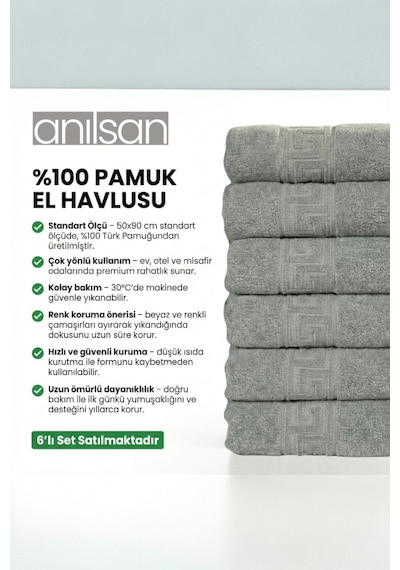 Mint Yeşili Greek El Havlusu - 50x90 Cm, 225 Gr, %100 Pamuk, Spa Ve Otel Havlusu, Günlük Kullanıma Uygun Yeşil