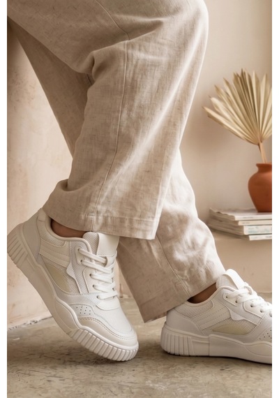 In Step Premium Serisi Kalın Tabanlı Beyaz Kadın Sneaker
