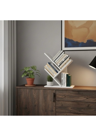 Ağaç Kitaplık Eğimli Raflı Sağlam Malzeme Modern Masaüstü Kitaplık Ev Ofisi Çalışma Odası Beyaz Ağaç Kitaplık Eğimli Raflı Sağlam Malzeme Modern Masaüstü Kitaplık Ev Ofisi Çalışma Odası Beyaz