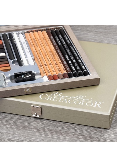 Cretacolor Passion Box Drawing Set Premium Çizim Seti Ahşap Kutu