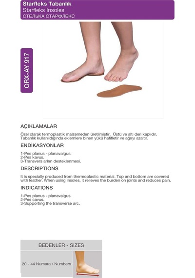 Starflex Tabanlık Günlük Kullanım Ortopedik Tabanlık Orx -ay917