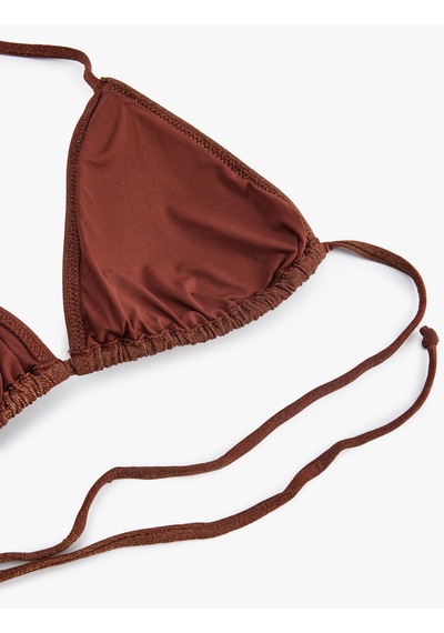 Koton Simli İpli Üçgen Bikini Üstü Kahverengi 5sak10057mm Kahve