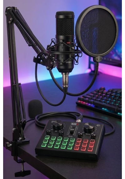 Lastvoice Bm800 Live Set Efektli Ses Kartı Mikrofon Stand Kayıt Canlı Yayın Seti Pc Ve Telefon
