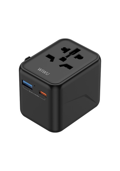 Wiwu Wi-ua012 Çoklu Universal Tr/us/uk/aus/eu Uyumlu Seyahat Şarj Adaptörü 12w Siyah