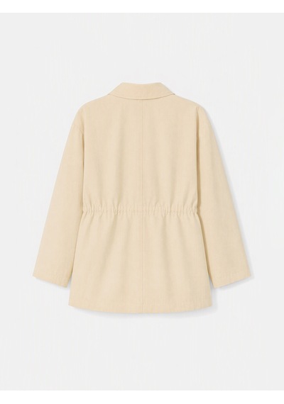 Lcw Modest Bej Gömlek Yaka Oversize Kadın Trençkot