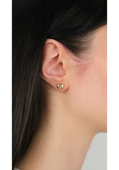Arpaş 14 Ayar Altın Kalpli Vidalı Küpe Gold