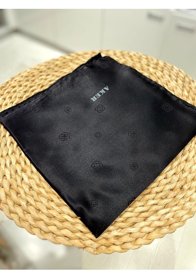 Aker Siyah İpek Eşarp Monogram Jakar