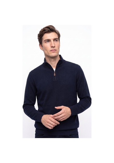 Mustang Lacivert Erkek Fermuarlı Basic Nakışlı Sweatshirt M6wm-swt1591