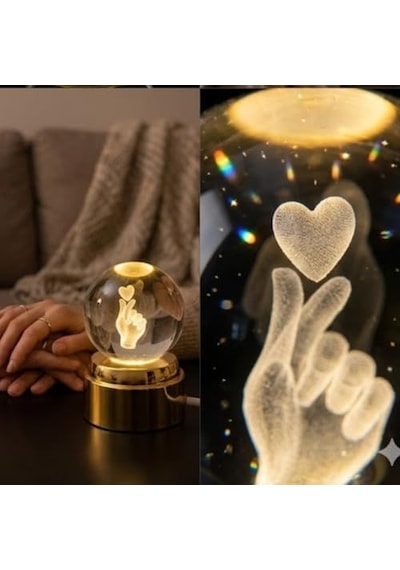 Deinhaus 3d Kristal Küre Gece Lambası, Parmak Kalp Tasarımlı, Led Aydınlatmalı, Ahşap Tabanlı, Romantik Hediye Çok Renkli Deinhaus 3d Kristal Küre Gece Lambası, Parmak Kalp Tasarımlı, Led Aydınlatmalı, Ahşap Tabanlı, Romantik Hediye Çok Renkli