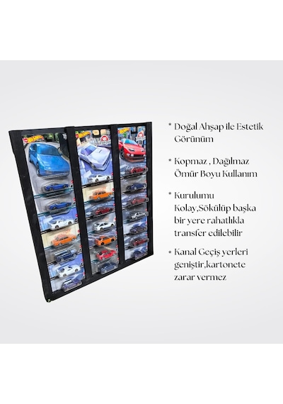 Premium Kart Sergileme Standı, Kartonet Doğal Ahşap Sergileme Vitrini, Oyuncak Araba Rafı Diğer