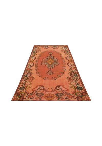 El Dokuması Vintage Yün-pamuk Turuncu Halı 29643 153 X 259 Cm
