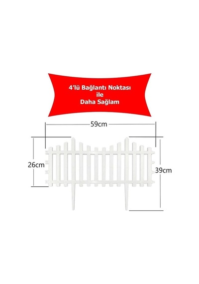 Dekoratif Bahçe Çiti Plastik Çit 20 Adet 11,80metre 39cm X 59cm - Beyaz