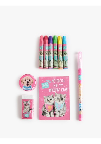 Koton Studio Pets Lisanslı Kedi Ve Köpek Temalı Kırtasiye Seti Mavi 7wak70364aa