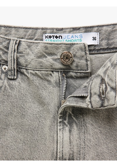 Koton Yıpranmış Püsküllü Düğmeli Denim Şort Gri 5sal40001md Gri