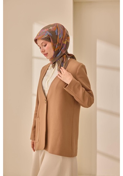 Silk Home Olinda İpek Eşarp 47003-09 Haki, İndigo, Gül Kurusu, Mor, Taba