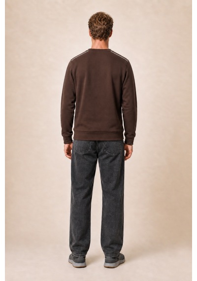 Redline Qwen Bisiklet Yaka Regular Fit Kışlık Sweatshirt Kahve