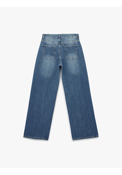Koton Düğmeli Cep Detaylı Normal Bel Bol Kalıp Denim Pantolon - Loose Straight Fit Jean Koyu İndigo 7wal40100md Indigo Koton Düğmeli Cep Detaylı Normal Bel Bol Kalıp Denim Pantolon - Loose Straight Fit Jean Koyu İndigo 7wal40100md Indigo