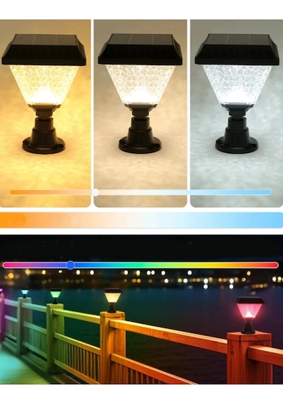 Güneş Enerjili, Kumandalı, Rgb, Gün Işığı, Mavi, Kırmızı Işıklı Radar Sensörlü Bahçe Duvar Aplik Çok Renkli