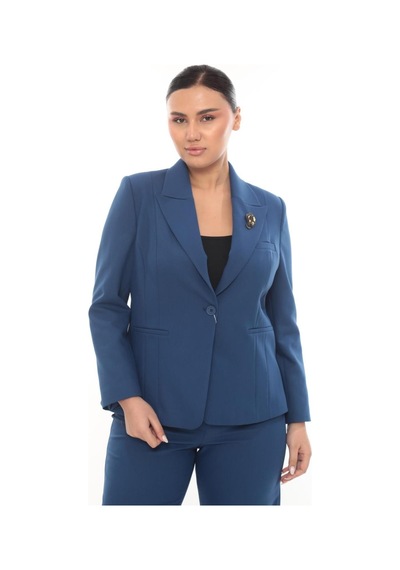 Prenses Kadın Şık Blazer Ceket Pantolon Takım Zarif Günlük Ofis Model İndigo