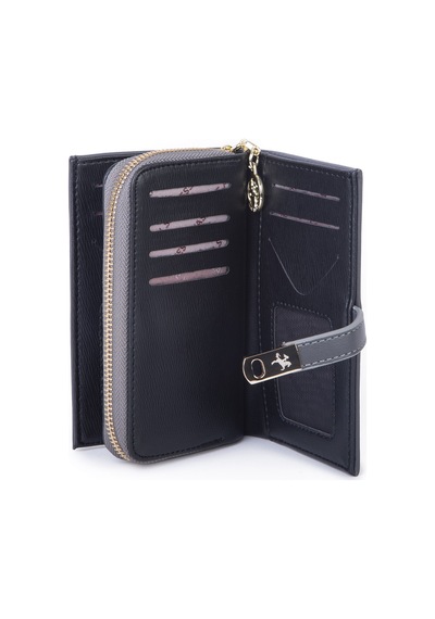 Nas Bag Kadın Orta Boy Kartlık Kağıt Para Ve Bozuk Para Tasarımına Sahip Gri Dona 16x9 Cm