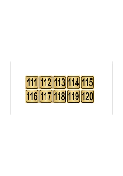 Metal Kapı,masa,dolap Numarası 20cmx20cm 10 Adet (111...120) Altın Renk Metal