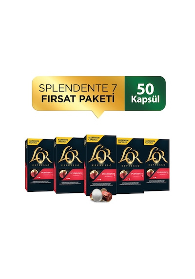 L'or Splendente Intensity 7 Nespresso Uyumlu Kapsül Kahve Fırsat Paketi 10 x 5 Paket