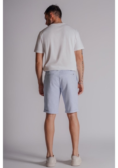 Braccas Erkek Yandan Cepli Beli Ribanalı Slim Fit Chino Şort Mavi Mavi