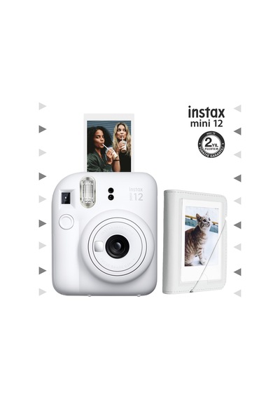 Fujifilm Instax Mini 12 Fotoğraf Makinesi + 28'li Mini Albüm Seti Beyaz