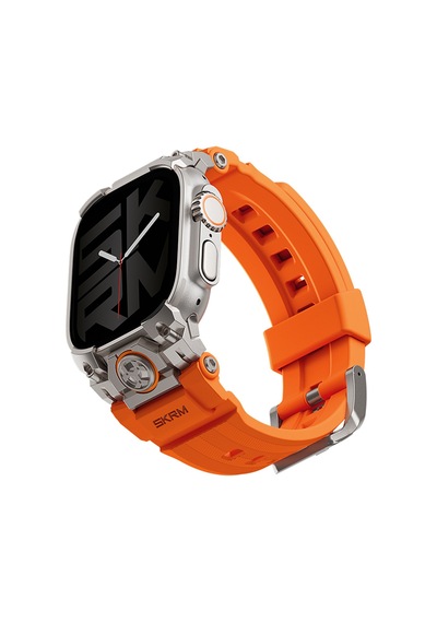 Watch Ultra 49mm Uyumlu Skinarma Talon Serisi Suya Dayanıklı Silikon Kordon Turuncu
