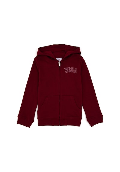 U.S. Polo Assn. Kız Çocuk Bordo Kapüşonlu Fermuarlı Basic Sweatshirt 50316837-VR014 U.S. Polo Assn. Kız Çocuk Bordo Kapüşonlu Fermuarlı Basic Sweatshirt 50316837-VR014