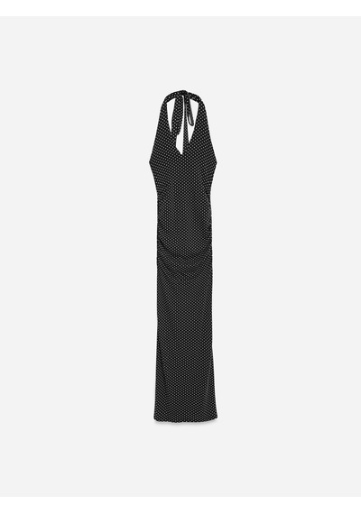 DİLVİN 91698 Lyocell Halter Yaka Midi Elbise-siyah