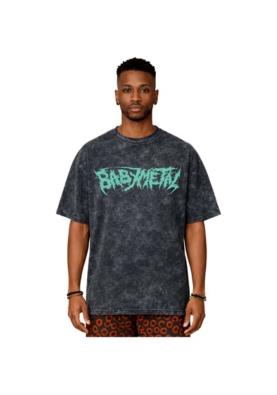 Sevbano Babymetal Rock Metal Müzik Grubu Sırt Baskılı Unisex Oversize Esk Siyah