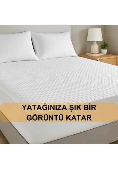 Beylini Yatak Alezi Kapitone Full Fitted Sıvı Geçirmez Kaymaz Yat Beyaz
