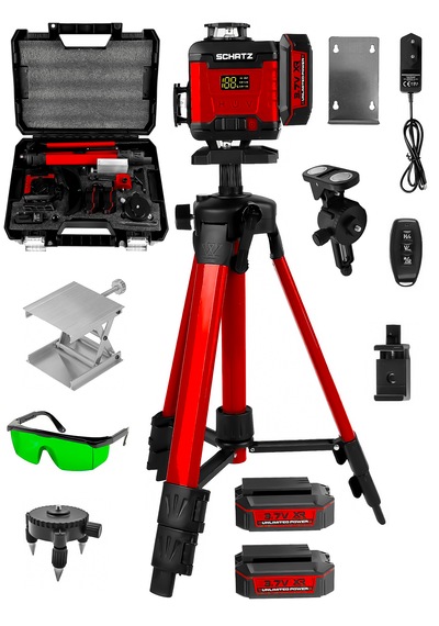 Schatz Profesyonel 360 16 Köşe Otomatik Hizalama Tripod'lu Yeşil Işık Lazer Hizalama Kırmızı