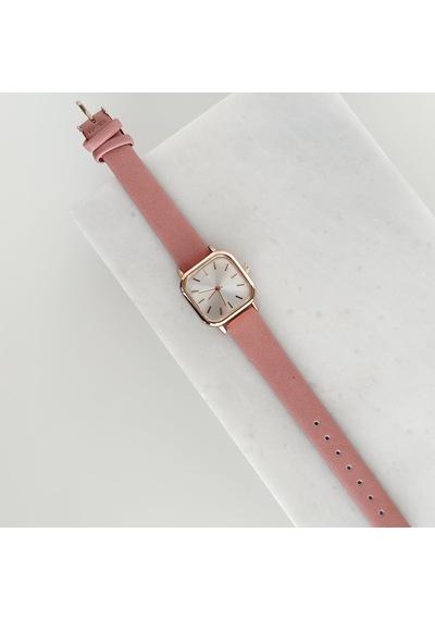 Oval Kare Deri Kordon Rose Saat Pembe Çok Renkli