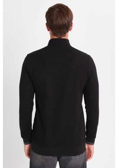 Tudors Erkek Slim Fit Dar Kesim Pamuklu Yarım Fermuarlı Dik Yaka Siyah Sweatshirt-35783 Siyah Tudors Erkek Slim Fit Dar Kesim Pamuklu Yarım Fermuarlı Dik Yaka Siyah Sweatshirt-35783 Siyah