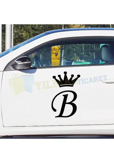 Kişiye Özel Kral Taç Baş Harf Oto Sticker Yapıştırma Etiket 1 Ad