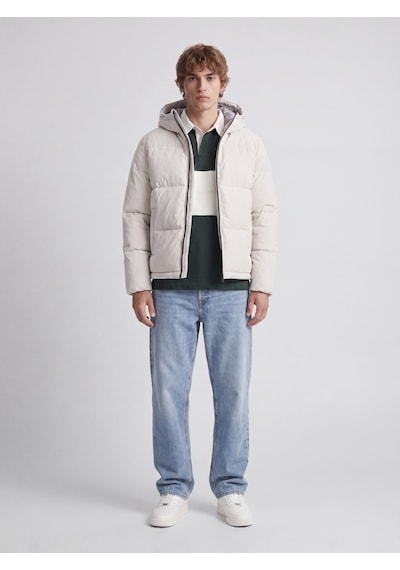 Jack & Jones Erkek Ayarlanabilir Bagcikli Kapüsonlu Puffer Ceket - Galaxy - 12303930 Moonbeam