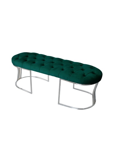 VİEGO SILVER YEŞİL-Kapitoneli Model Puf&Bench&Koltuk-Oturak-Uzun Makyaj Puff-Yatak Odası Ucu&Önü