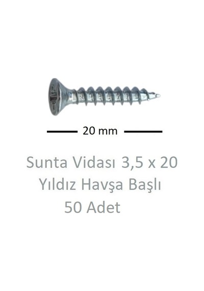 Sunta Vidası, 3,5 X 20 Mm, 50 Adet, Yhb Vida 3,5 x 20