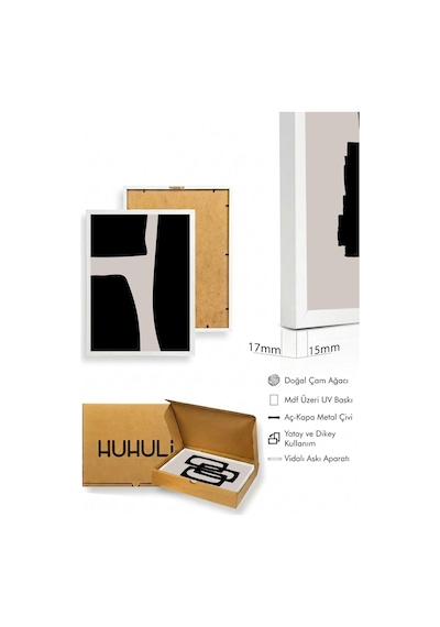 Beyaz Ahşap Çerçeveli 3 Lü Modern Tablo Huhu236