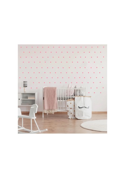 2,5cm Ebadında 240 Adet Yuvarlak - Puantiye Sticker Bebe Pembe