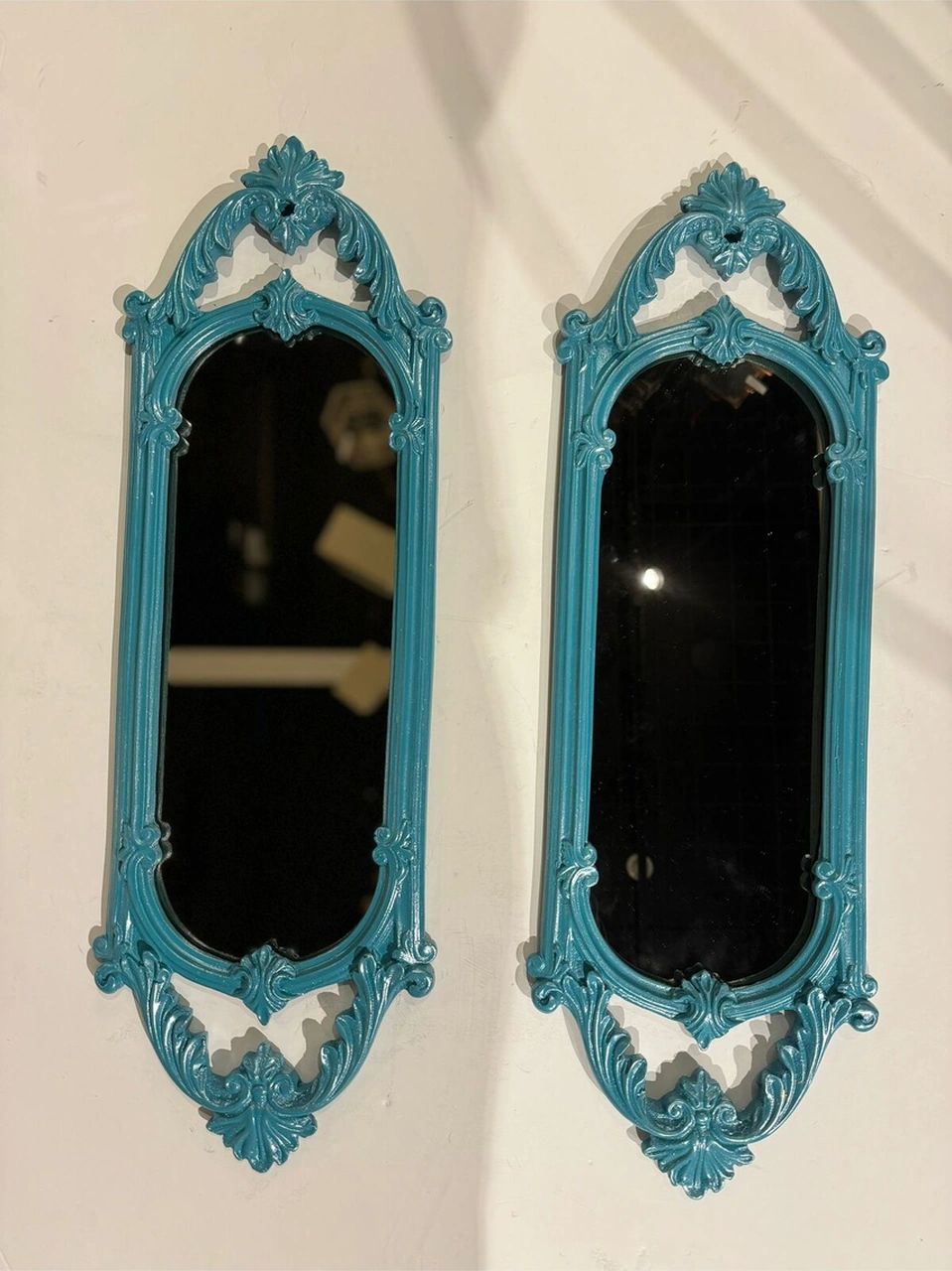Dekoratif Polyester Ikili Niş Dikdörtgen Ayna Takımı Turkuaz
