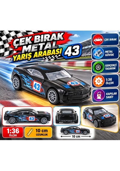 Die Cast Çek Bırak Metal Siyah Yarış Arabası 43 Adet Fiyatıdır Nhr