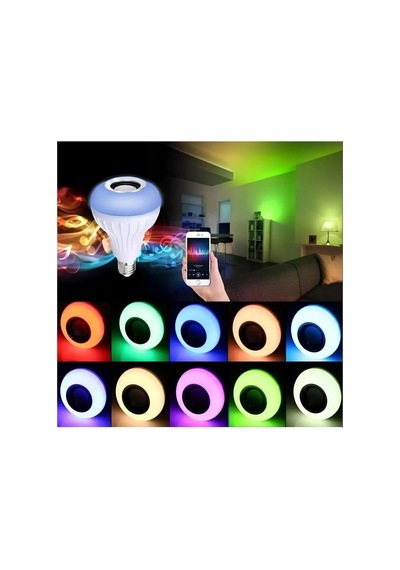 Bluetooth Hoparlör Ampul Rgb Led Işıklı 12w Led Lamba Uzaktan Kumandalı Müzik Çalar
