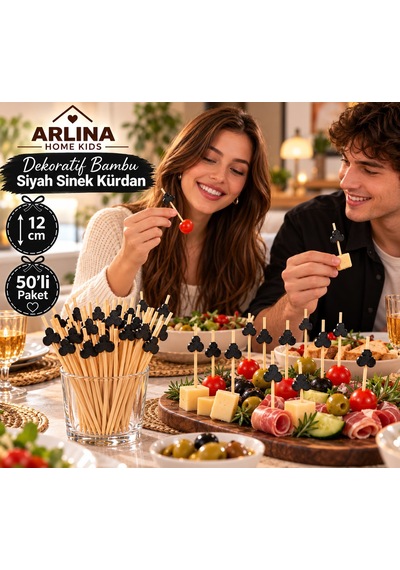 Dekoratif Bambu Siyah Sinek Kürdan 12 Cm 50'li Paket