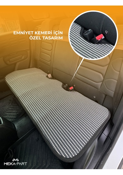 Meka Part Oto Koltuk Koruyucu Kılıf Çizgili Füme Beyaz 2+1 Parça