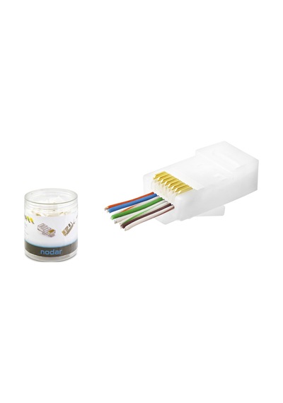 Cat6 Ez Rj45 Konnektör - 100 Adet Beyaz / Özel Plastik Kutulu Nd2406